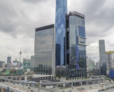 Located side by side are the headquarters of HSBC and Affin Bank along with the Exchange 106.